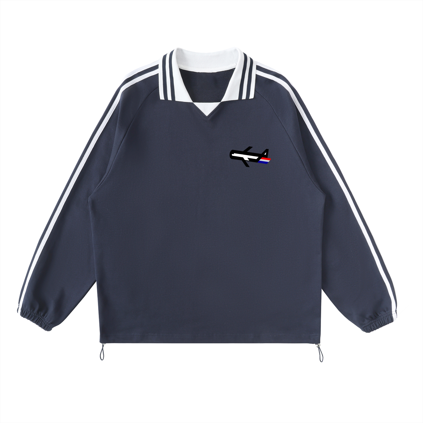 PLANEcloths Compare’n Contrast LXRY Striped Up Collared Sweatshirt