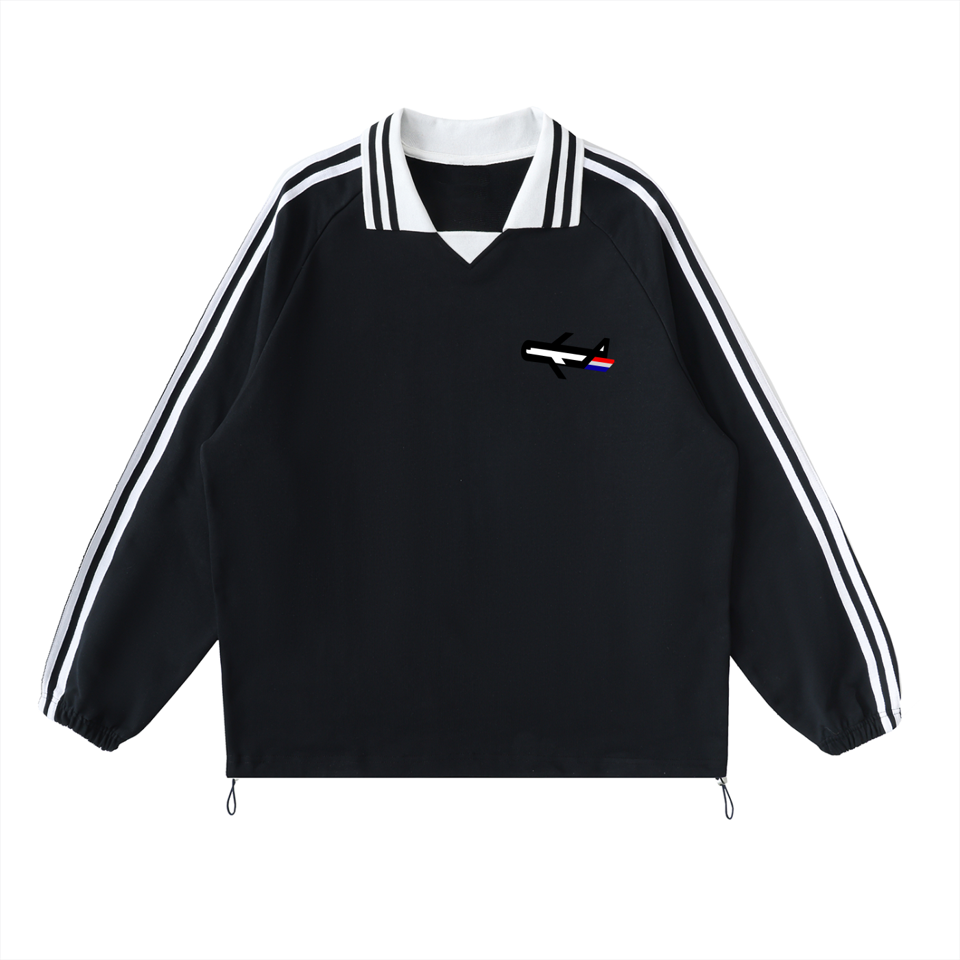 PLANEcloths Compare’n Contrast LXRY Striped Up Collared Sweatshirt