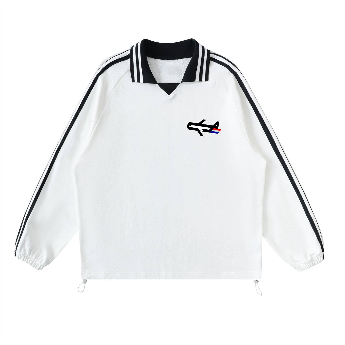 PLANEcloths Compare’n Contrast LXRY Striped Up Collared Sweatshirt