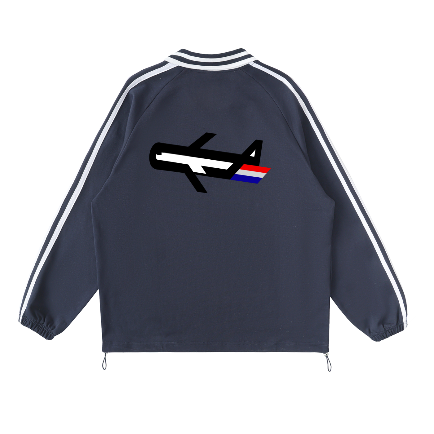 PLANEcloths Compare’n Contrast LXRY Striped Up Collared Sweatshirt